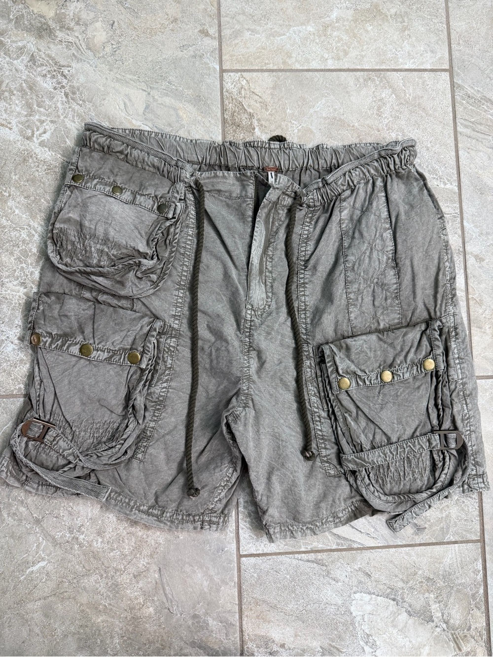 Free People Moon Bay Parachute Shorts in Army
